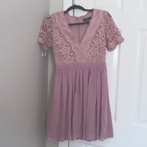Lulu's Angel in Disguise Lace Skater Dress - Dusty Lavender